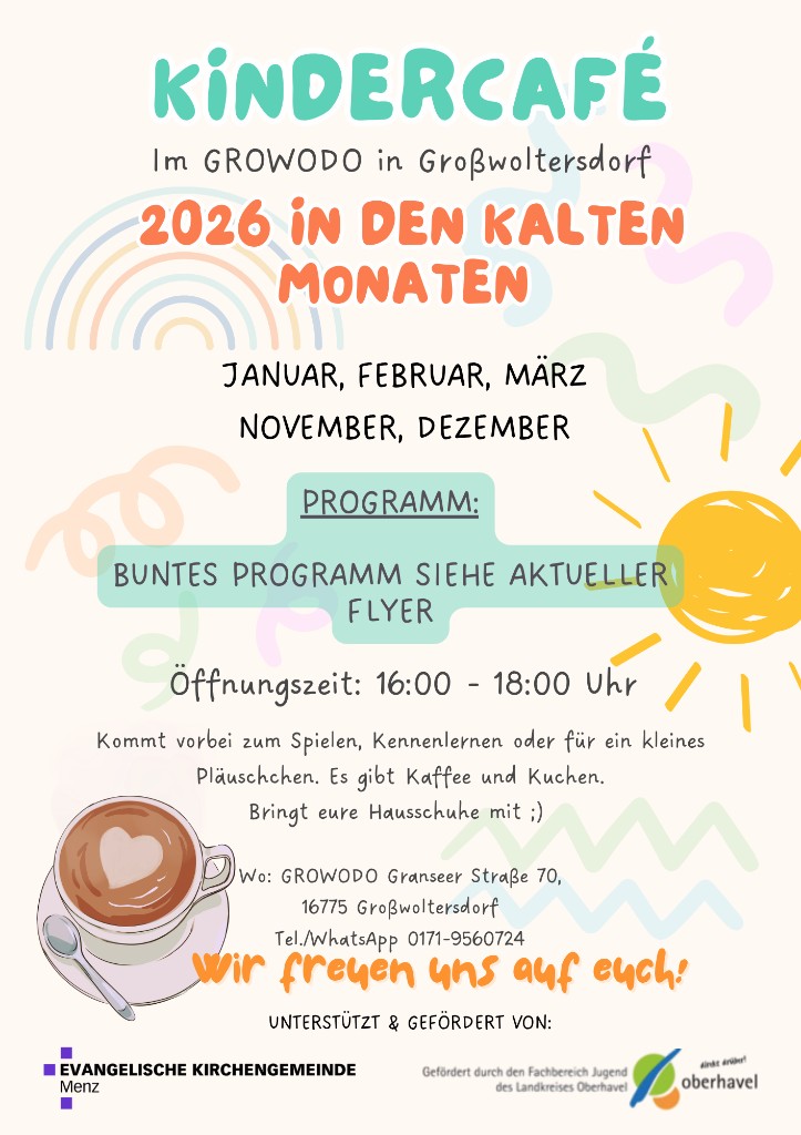 Kindercafé Flyer (Übersicht kalte Monate)
